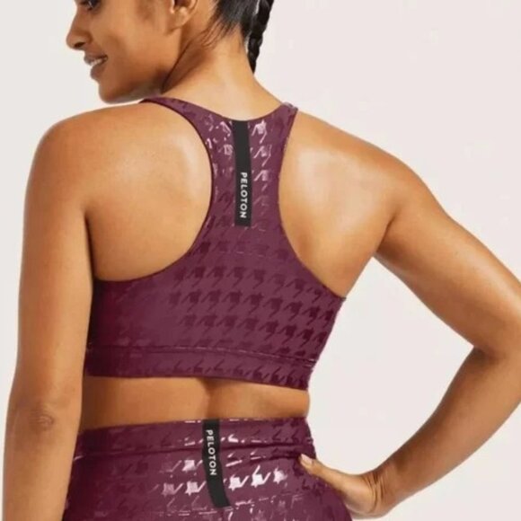 Peloton Printed Foil Houndstooth Sports Bra Size XS Plum - Picture 2 of 6